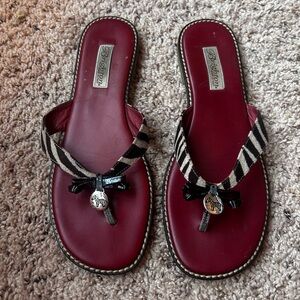 Brighton Ofelia Thong Animal Print Sandals Sz 9